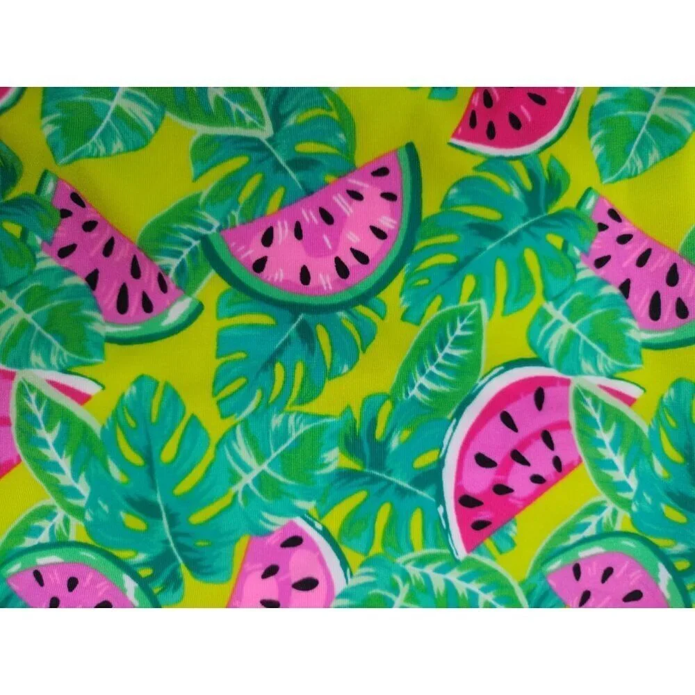 Girls Watermelon Print One-Piece Swimsuit With Zipper Closure, Size S (6/7) NWT.